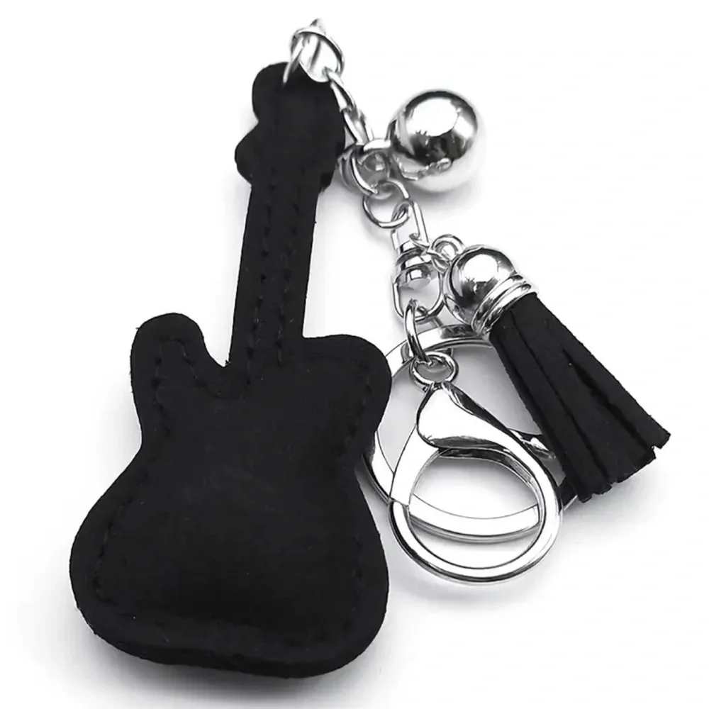 Bag Charm Bling Guitar Rhinestone Bag Charm Black Silver Bag Charm Keychain